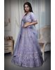 lavender shade wedding lehanga with stones,sequins and beads embroidery in geometrical patterns