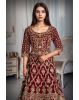 Heavy Zardosi Handworked Velvet Tailed Anarkali Lehenga With Same Colour Dupatta