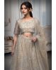 Ivory Heavy Embellished Bridal Lehenga With Golden Stone Details On Skirt , Crop Top And Dupatta