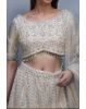 Ivory Heavy Embellished Bridal Lehenga With Golden Stone Details On Skirt , Crop Top And Dupatta