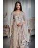 Dusky Grey Lehenga With Bloom Peach Pink Floral Embroidery Details