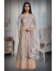 Dusky Grey Lehenga With Bloom Peach Pink Floral Embroidery Details