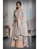 Dusky Grey Lehenga With Bloom Peach Pink Floral Embroidery Details