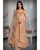 Gulnoor Peach Embroidered Zari Lehenga Set With Net Dupatta