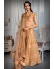 Gulnoor Peach Embroidered Zari Lehenga Set With Net Dupatta