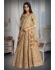 A Radiant Gold Lehenga With Detailed Mirrorwork And Zari, Paired With A Soft Net Dupatta For An Elegant Finish.