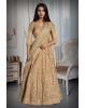 A Radiant Gold Lehenga With Detailed Mirrorwork And Zari, Paired With A Soft Net Dupatta For An Elegant Finish.