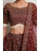 Red Heavy Handworked Bridal Lehenga With Golden Embellishments All Over The body And Beads Hanging In Waistline And Sleeve