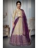 Metallic Golden Heavy Embellished Bridal Lehenga With Golden Stone And Purple Details On Skirt And Dupatta