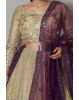 Metallic Golden Heavy Embellished Bridal Lehenga With Golden Stone And Purple Details On Skirt And Dupatta
