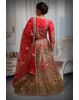Rani Pink Velvet Lehenga With Golden Embroidered Blouse Along With Multicolor Threadworked Skirt And Same Color Dupatta