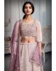 Mauve Lehenga With Zari, Pearl Work, Embroidered Blouse, And Net Dupatta. Elegant And Festive.
