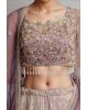 Mauve Lehenga With Zari, Pearl Work, Embroidered Blouse, And Net Dupatta. Elegant And Festive.