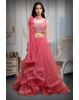 Hot Pink Net Lehenga With Frills Detailing In Skirt And Dupatta Along With Fully Hardworked Crop Top Blouse