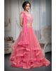 Hot Pink Net Lehenga With Frills Detailing In Skirt And Dupatta Along With Fully Hardworked Crop Top Blouse