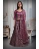 Dark Lavender Net Lehenga With Stone Work Details And Same Color Dupatta