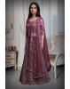 Dark Lavender Net Lehenga With Stone Work Details And Same Color Dupatta