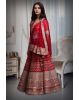 Red Silk Lehenga With Intricate Golden Handwork Details In Skirt And Top Along With Same Color Dupatta