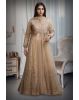 Beige Net Gown With Stone Work Embellishment And Same Color Dupatta