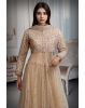 Beige Net Gown With Stone Work Embellishment And Same Color Dupatta