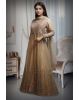 Beige Net Gown With Stone Work Embellishment And Same Color Dupatta