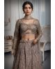 Golden Heavy Embellished Bridal Lehenga With Golden Stone Details On Skirt , Crop Top And Dupatta
