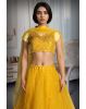 Yellow Pre Wedding Gown With Heavy Embroidered Crop Top, Minimal Skirt And Same Color Dupatta