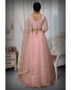 Blush Pink Net Lehenga with Zari and Crystal Embellishment
