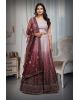 Pastel Mauve Heavy Embellished Bridal Lehenga With Golden Stone And Purple Details On Skirt And Dupatta