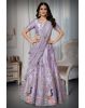Lilac peacock lehenga in chiffon fabric