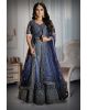 Exquisite Navy Blue Lehenga Featuring Intricate Silver Embroidery And Shimmering Stones Perfect For Making A Grand Statement At Any Wedding