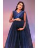 Double shade blue colour gathered gown