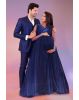 Double shade blue colour gathered gown