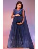 Double shade blue colour gathered gown