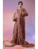 Pinkish brown ruffle sleeve robe open gown