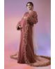 Pinkish brown ruffle sleeve robe open gown