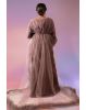 Pinkish brown ruffle sleeve robe open gown