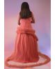 Peach tulle robe ruffled gown