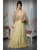 Ivory White Full Sleeve Georgette Gown With Exquisite Heavy Worked Cape And Minimal Net Veil