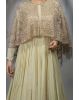Ivory White Full Sleeve Georgette Gown With Exquisite Heavy Worked Cape And Minimal Net Veil