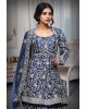 Dark BlueSharara Set With Heavy Detailed Threadwork In Skirt And Top Along With Same Colour Dupatta With Heavy Border Details