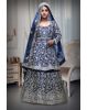 Dark BlueSharara Set With Heavy Detailed Threadwork In Skirt And Top Along With Same Colour Dupatta With Heavy Border Details