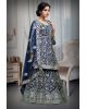 Dark BlueSharara Set With Heavy Detailed Threadwork In Skirt And Top Along With Same Colour Dupatta With Heavy Border Details