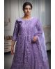 Light Purple Net Gown With Stone Work Embellishment And Same Color Dupatta