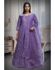 Light Purple Net Gown With Stone Work Embellishment And Same Color Dupatta