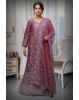 Rose Pink Bridal Gown With Stone Work Embellishment In Skirt And Top Along With Same Color Dupatta