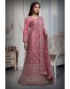 Rose Pink Bridal Gown With Stone Work Embellishment In Skirt And Top Along With Same Color Dupatta