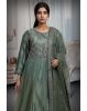 Sea Green Bridal Gown With Stone Work Embellishment Along With Same Color Dupatta