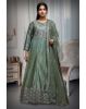 Sea Green Bridal Gown With Stone Work Embellishment Along With Same Color Dupatta