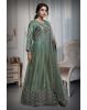Sea Green Bridal Gown With Stone Work Embellishment Along With Same Color Dupatta